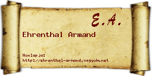 Ehrenthal Armand névjegykártya